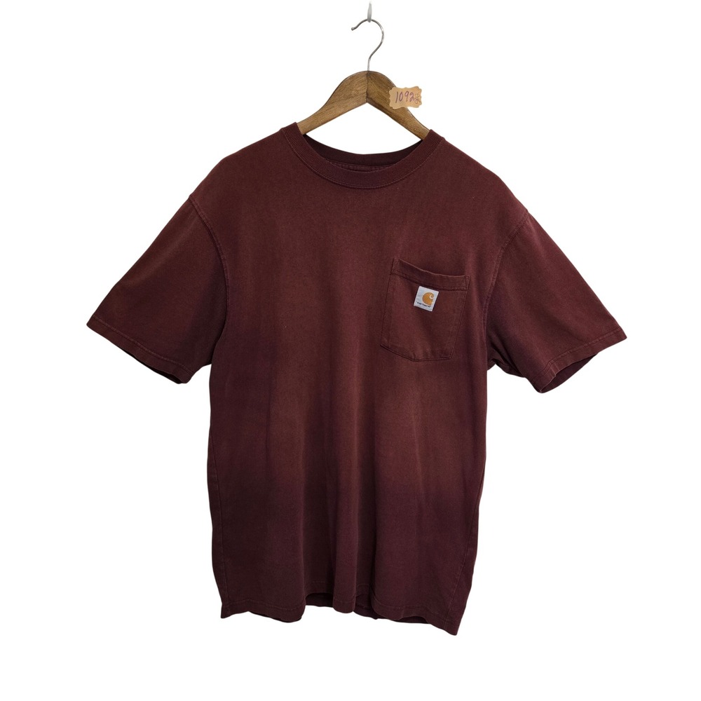 Carhartt K87 Mens Pocket T-Shirt Medium Burgundy Red Short Sleeve Workwear Tee